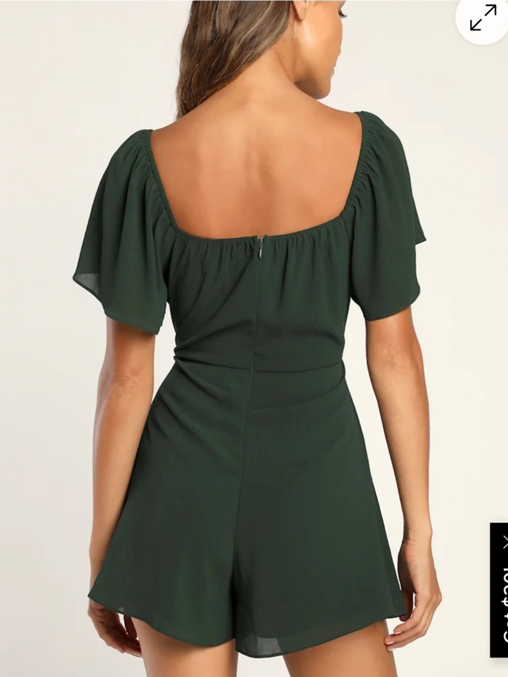 Lulu's NWT Playful Passion Emerald Green Flutter Sleeve Romper - Picture 9 of 11